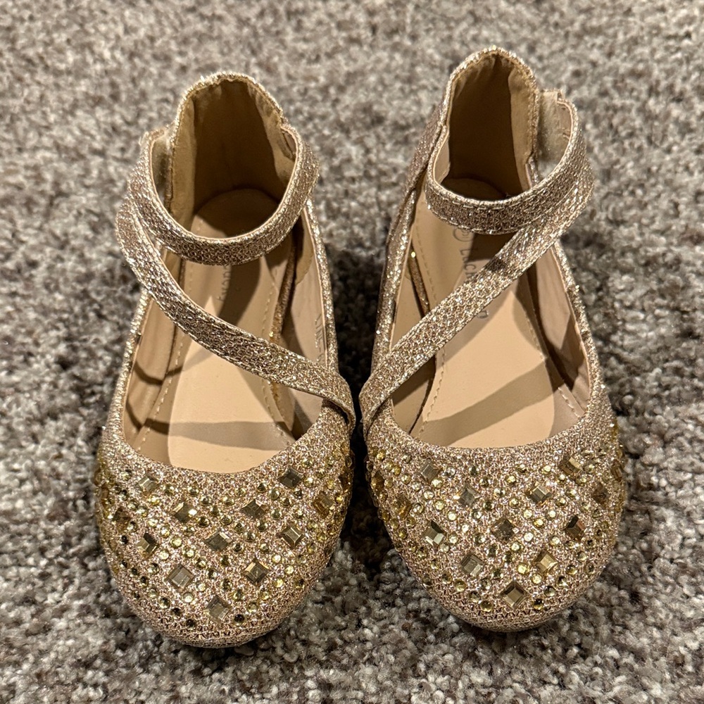 Elegant Gold Kids Dress Shoes